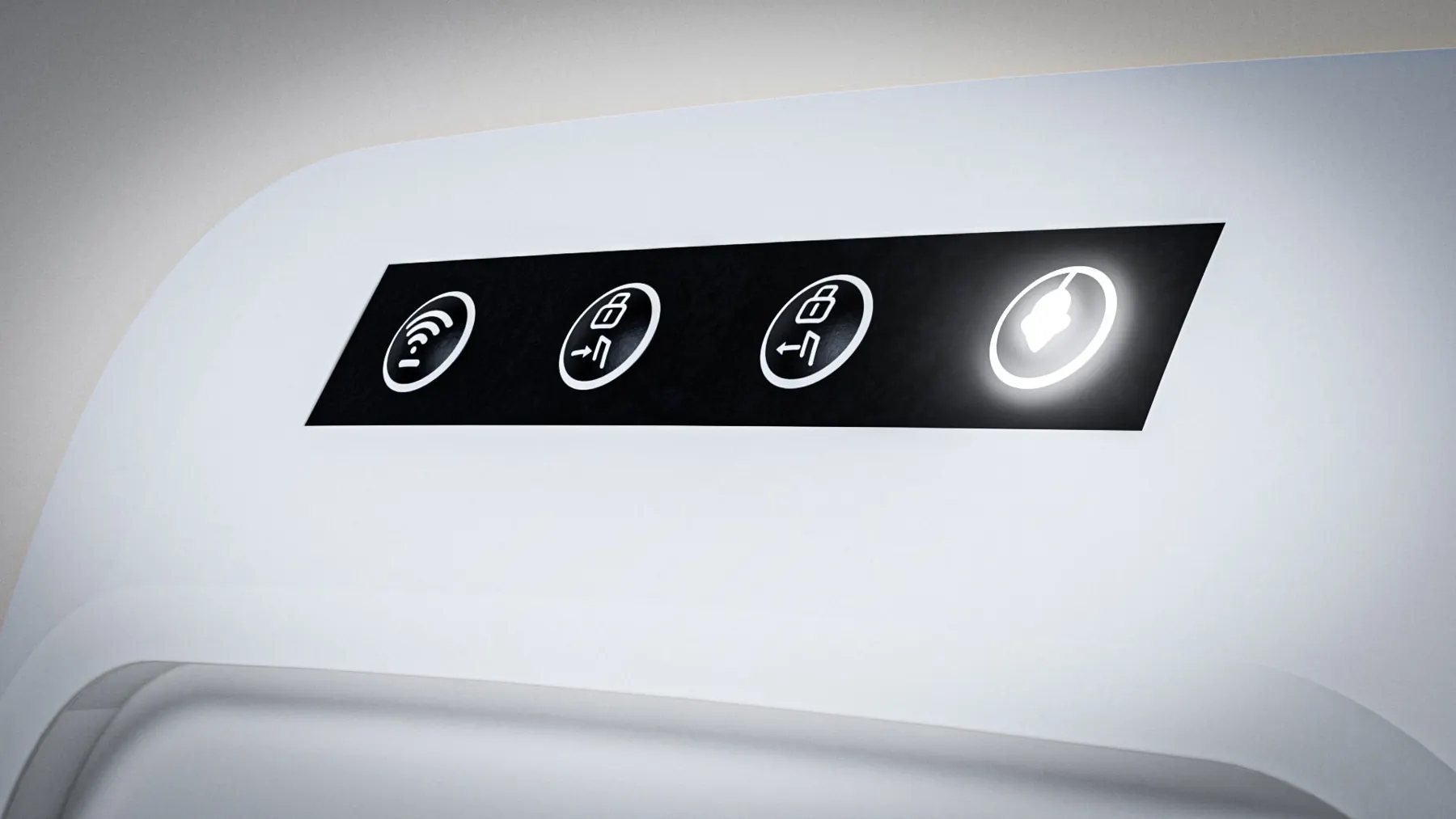 Detail of the illuminated control panel of the Flappie cat flap