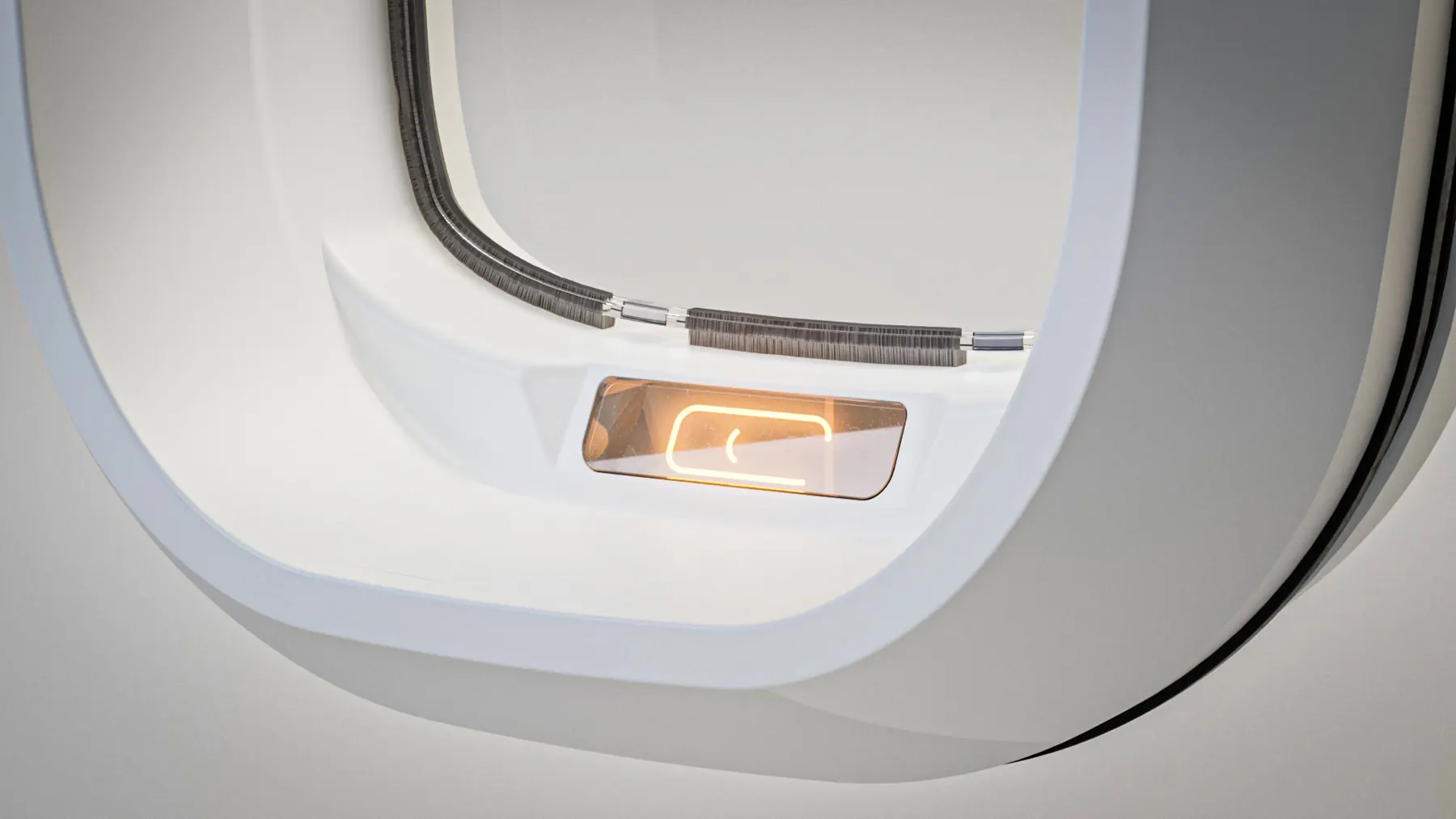 Close-up of the camera window of the Flappie cat flap