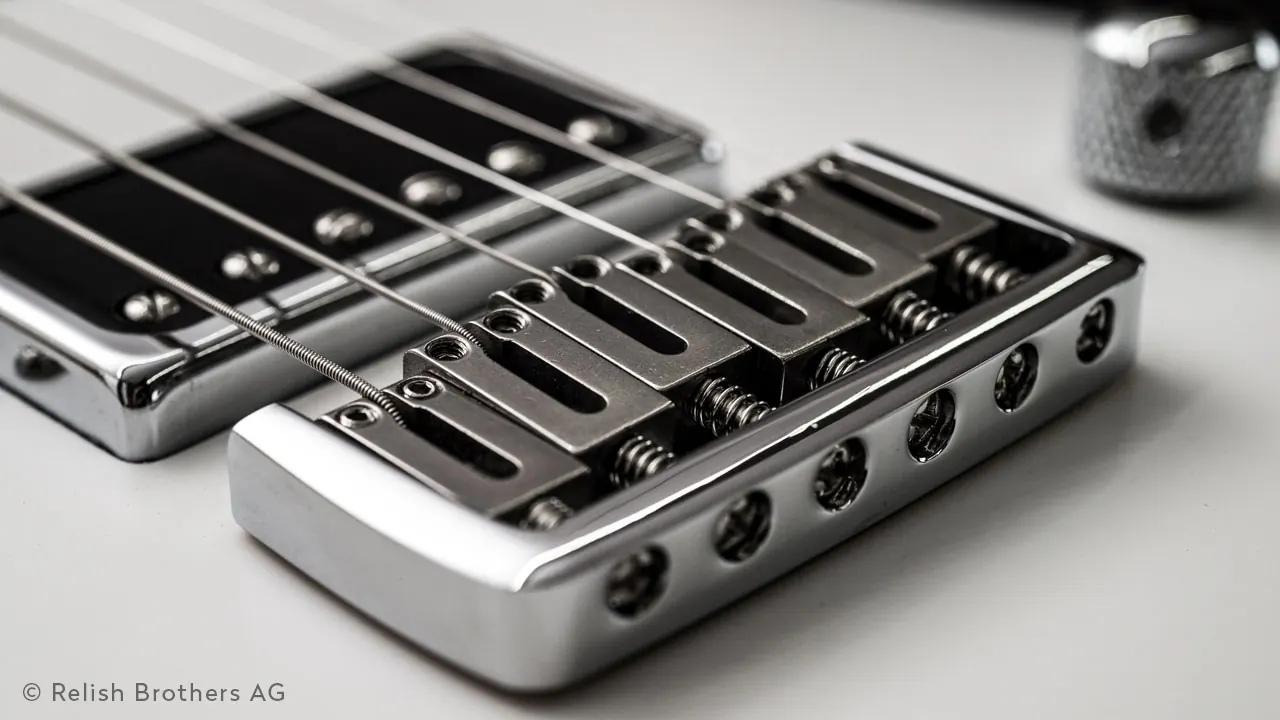 Hardtail Bridge für E-Gitarren von Relish Guitars – Designdetail