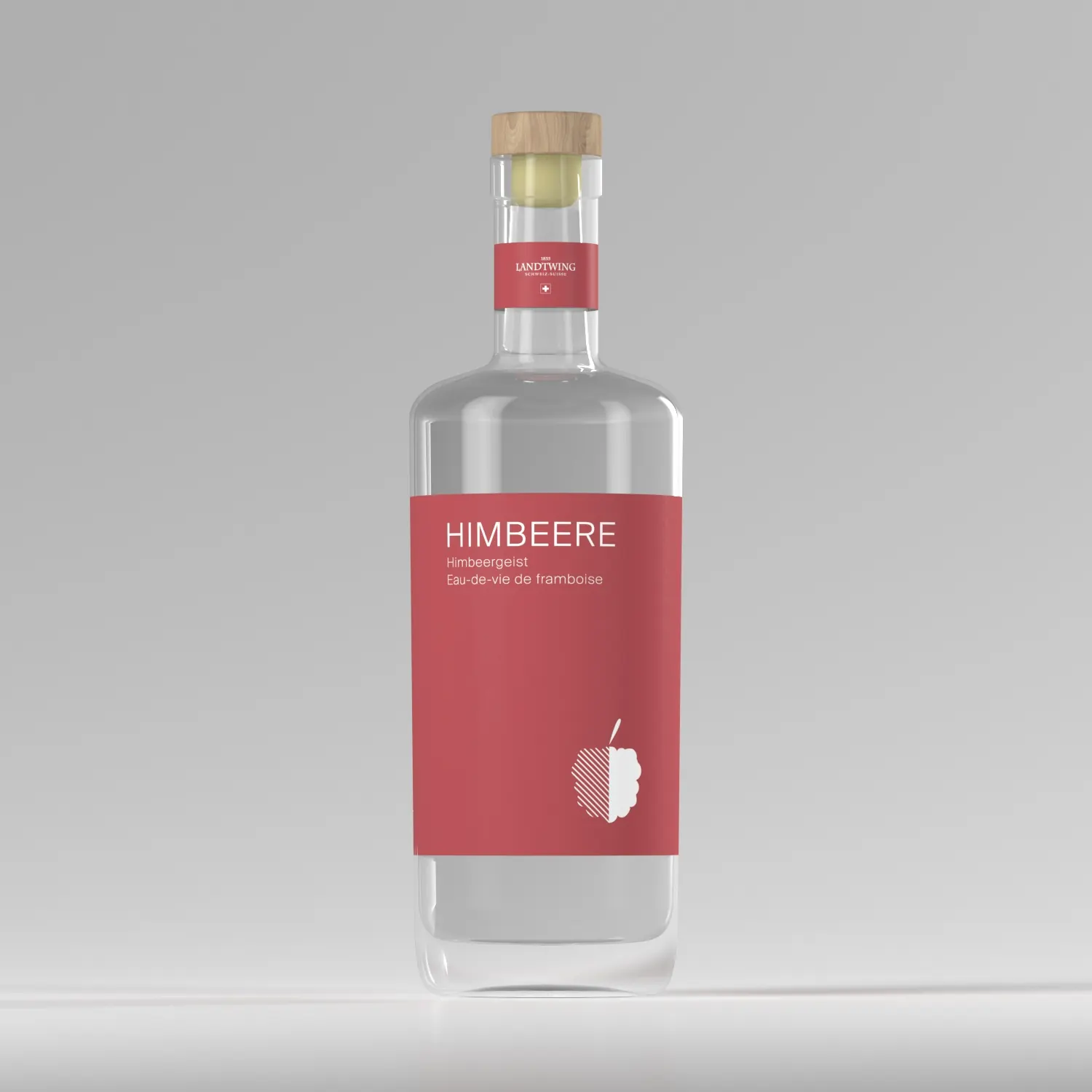 Landtwing Himbeere Destillat-Flasche – 3D-Visualisierung