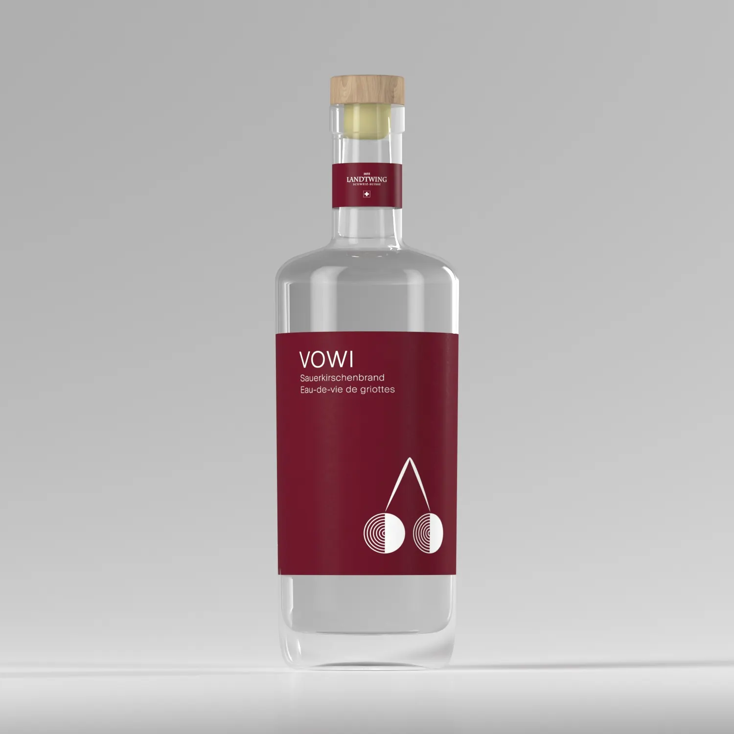 Landtwing Vowi Destillat-Flasche – 3D-Visualisierung