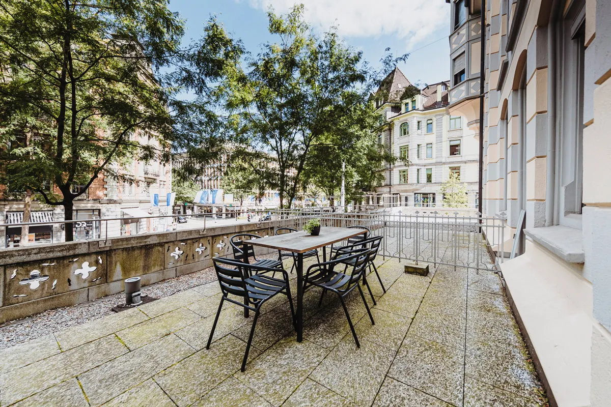 Terrasse des Studios mit Blick auf die Luzerner Altstadt